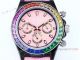Japan Grade Rolex Rainbow Daytona Quartz Chrono Watch Pink Braided Strap 43mm (2)_th.jpg